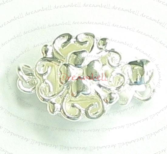 1x STERLING SILVER HEART FLOWER 1-STRAND Pearl Box CLASP 14mm