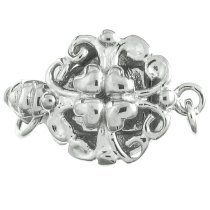 1x STERLING SILVER HEART FLOWER 1-STRAND Pearl Box CLASP 14mm