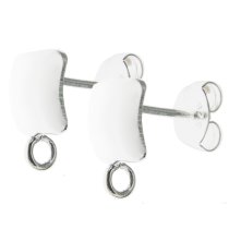 2x STERLING SILVER CURVED SQUARE EARRING STUD LOOP POST