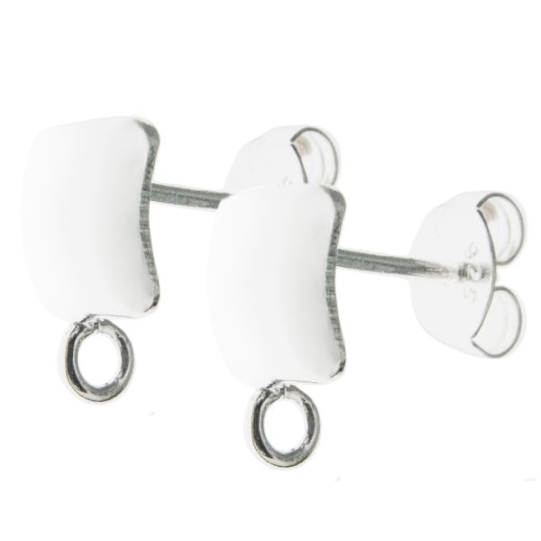 2x STERLING SILVER CURVED SQUARE EARRING STUD LOOP POST