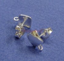 2x STERLING SILVER CURVED SQUARE EARRING STUD LOOP POST