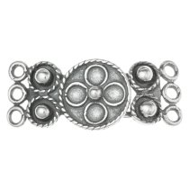1x Sterling Silver 3 Strands Flower Hook Eye Clasp 24mm
