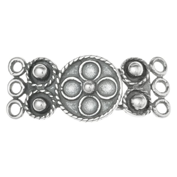 1x Sterling Silver 3 Strands Flower Hook Eye Clasp 24mm