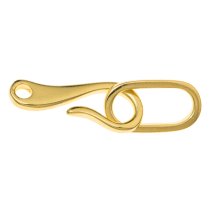 1x Gold Sterling SILVER PLAIN HOOK EYE S CLASP BEAD 23mm