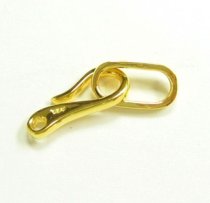 1x Gold Sterling SILVER PLAIN HOOK EYE S CLASP BEAD 23mm