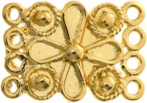1x 14k Real Gold Silver 4-strand Flower HOOK EYE clasp TOGGLE 15mm