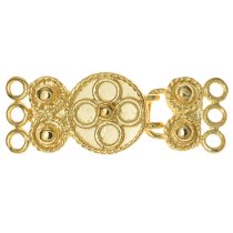 1x Gold Sterling Silver 3 Strands Flower Hook Eye Clasp 24mm