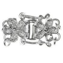 1x STERL SILVER 2-STRAND Stardust FLOWER PEARL BOX CLASP