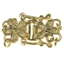 1 Gold STERLING SILVER 2-STRAND Stardust FLOWER PEARL BOX CLASP