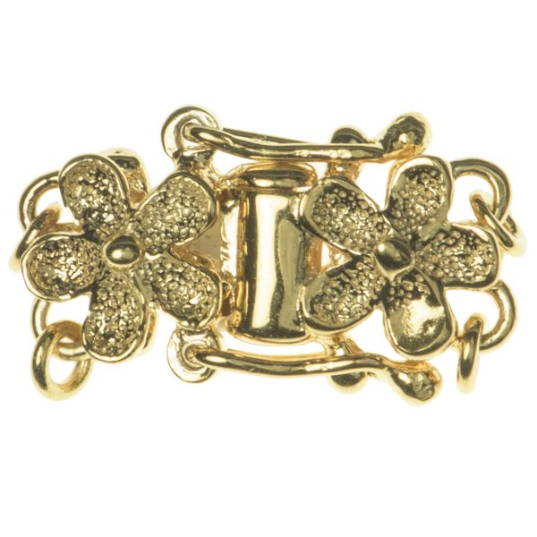 14K Gold Plated 2-Strand Flower Box Clasp - Stardust Pearl Closure