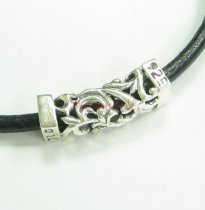 Sterling Silver Square Flower Tube bead for European Charm Bracelets 32mm