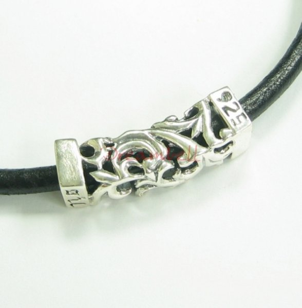 Sterling Silver Square Flower Tube bead for European Charm Bracelets 32mm