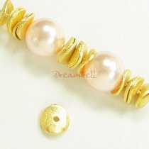 4x 14K Real Gold Sterling Silver 6mm Round Curved Satin Spacer Bead Cap
