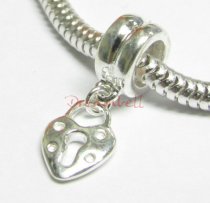 Sterling Silver LOVE HEART LOCK Dangle Charm BEAD for European Charm Bracelets