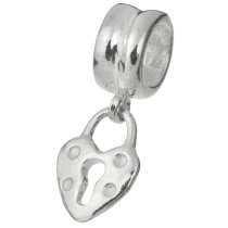 Sterling Silver LOVE HEART LOCK Dangle Charm BEAD for European Charm Bracelets