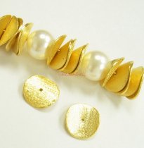 2x 14K Real Gold Plated Sterling Silver 12mm Round Curved Satin Spacer Bead Cap
