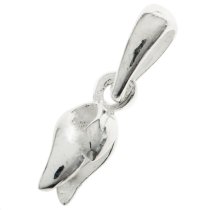 1x BRIGHT STERLING SILVER PENDANT leaf Pinch CLASP W/ BAIL