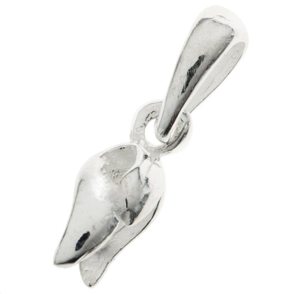 1x BRIGHT STERLING SILVER PENDANT leaf Pinch CLASP W/ BAIL