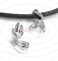 1x BRIGHT STERLING SILVER PENDANT leaf Pinch CLASP W/ BAIL