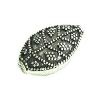 1x Sterling Silver Focal Teardrop Leaf Bali Bead 22mm