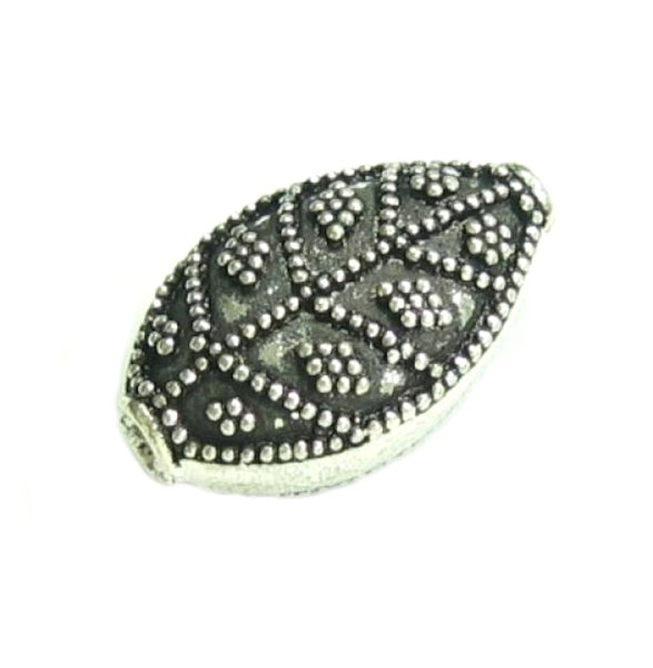 1x Sterling Silver Focal Teardrop Leaf Bali Bead 22mm