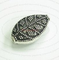 1x Sterling Silver Focal Teardrop Leaf Bali Bead 22mm