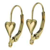 2x 14K Gold Filled HEART Ear wire Leverback earwires Lever back with open ring
