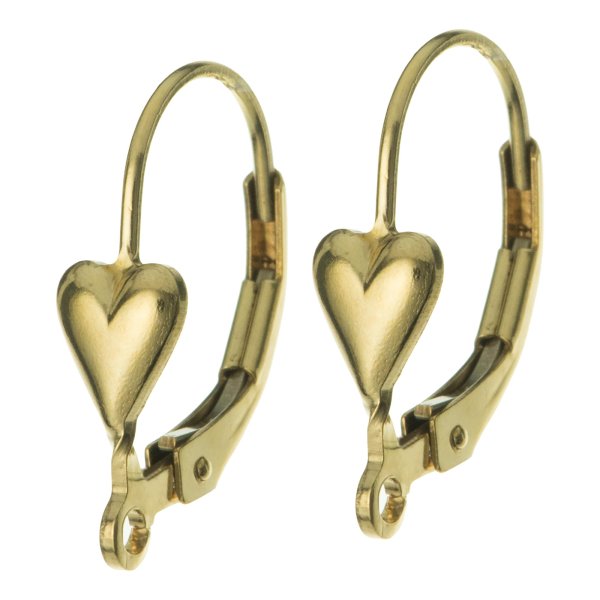 2x 14K Gold Filled HEART Ear wire Leverback earwires Lever back with open ring