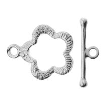 1x Sterling Silver Stylish Flower Toggle Clasp 14mm