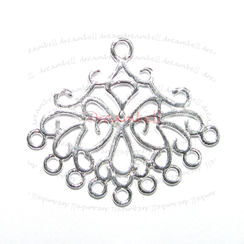 1x Sterling Silver FLOWER FILIGREE Chandelier Earring Hoop connector Bead