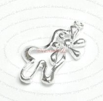 1x STERLING SILVER FLOWER RIBBON CHARM PENDANT DANGLE