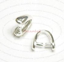 1x STERLING SILVER Bail Pinch Pendant Clasp Connector ″S″