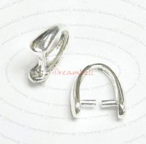 1x STERLING SILVER Bail Pinch Pendant Clasp Connector ″M″