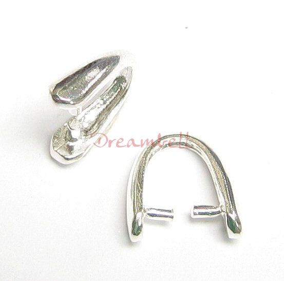 1x STERLING SILVER Bail Pinch Pendant Clasp Connector "L"