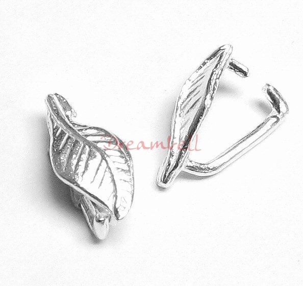 2x Sterling Silver PENDANT Connector Leaf Bail CLASP