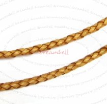 1 yard Natural Braided Leather BEAD STRINGING CORD 3mm Light Brown (Natural Beige)