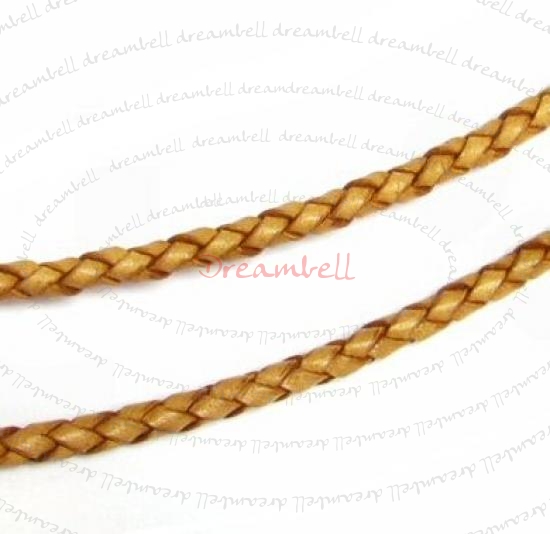 1 yard Natural Braided Leather BEAD STRINGING CORD 3mm Light Brown (Natural Beige)