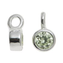 4x STERLING SILVER Round PERIDOT CZ DANGLE CHARM PENDANT 6.5mm
