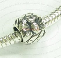Sterling Silver Butterfly Dots European Style Bead Tube for European Charm Bracelets