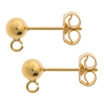 2x 14K Gold Filled 4mm Ball Stud Earring Loop Post