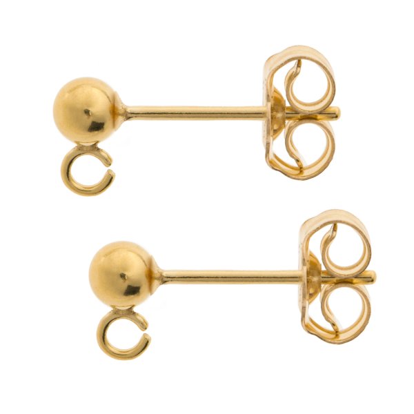 2x 14K Gold Filled 3mm Ball Stud Earring Loop Post