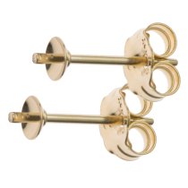 2x 14K Gold Filled 3mm Pearl Cup Stud Earring Post w/ PIN
