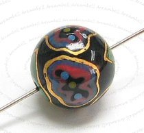 2x Handprint glass bead Gold Black Round Focal Bead 12mm