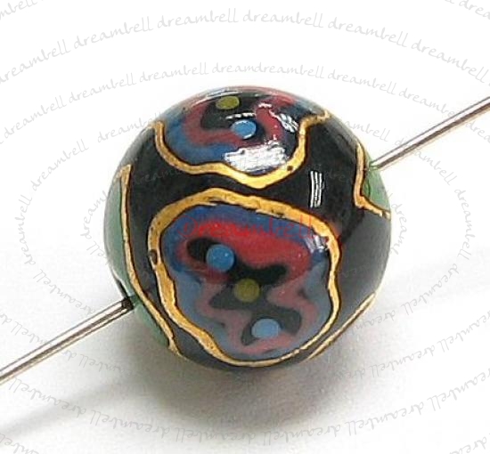 2x Handprint glass bead Gold Black Round Focal Bead 12mm