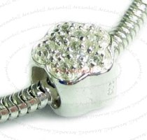 Sterling Silver CZ Crystal Flower Bead 10mm for European Charm Bracelets