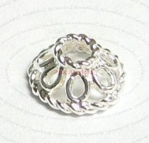 4x STERLING SILVER Round FILIGREE FLOWER Bead cap 8.5mm