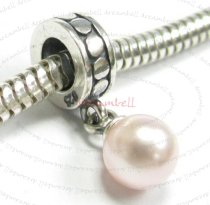 Sterling Silver Swarovski Rosaline Pearl Pendant Bead for European Charm Bracelets