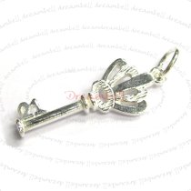 1x STERLING SILVER Crown Key CHARM PENDANT DANGLE 24mm