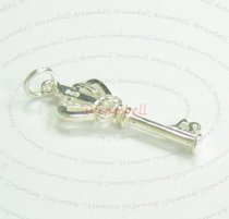 1x STERLING SILVER Crown Key CHARM PENDANT DANGLE 24mm