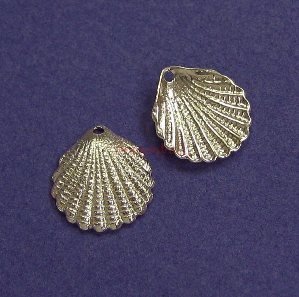 2x Sterling silver Sea Shell Charm dangle 13.4mm